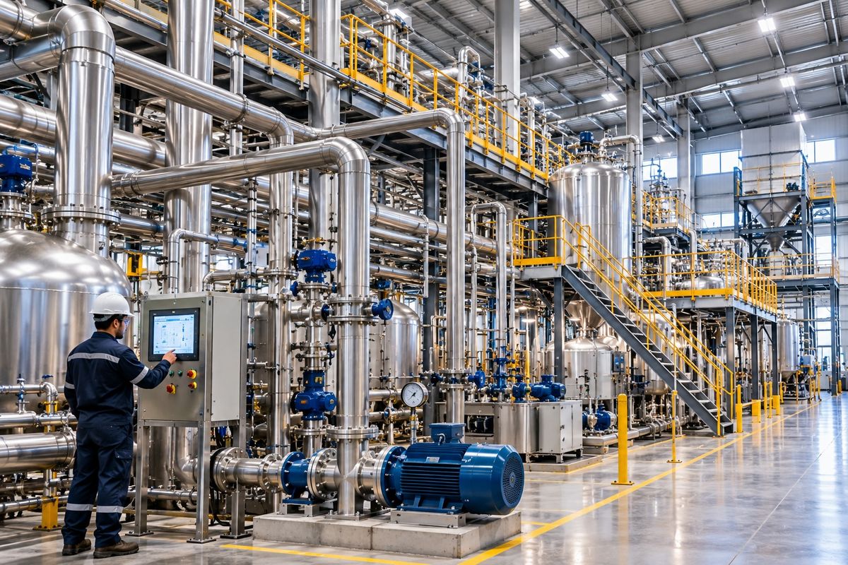 Pipes and equipment in an industrial plant